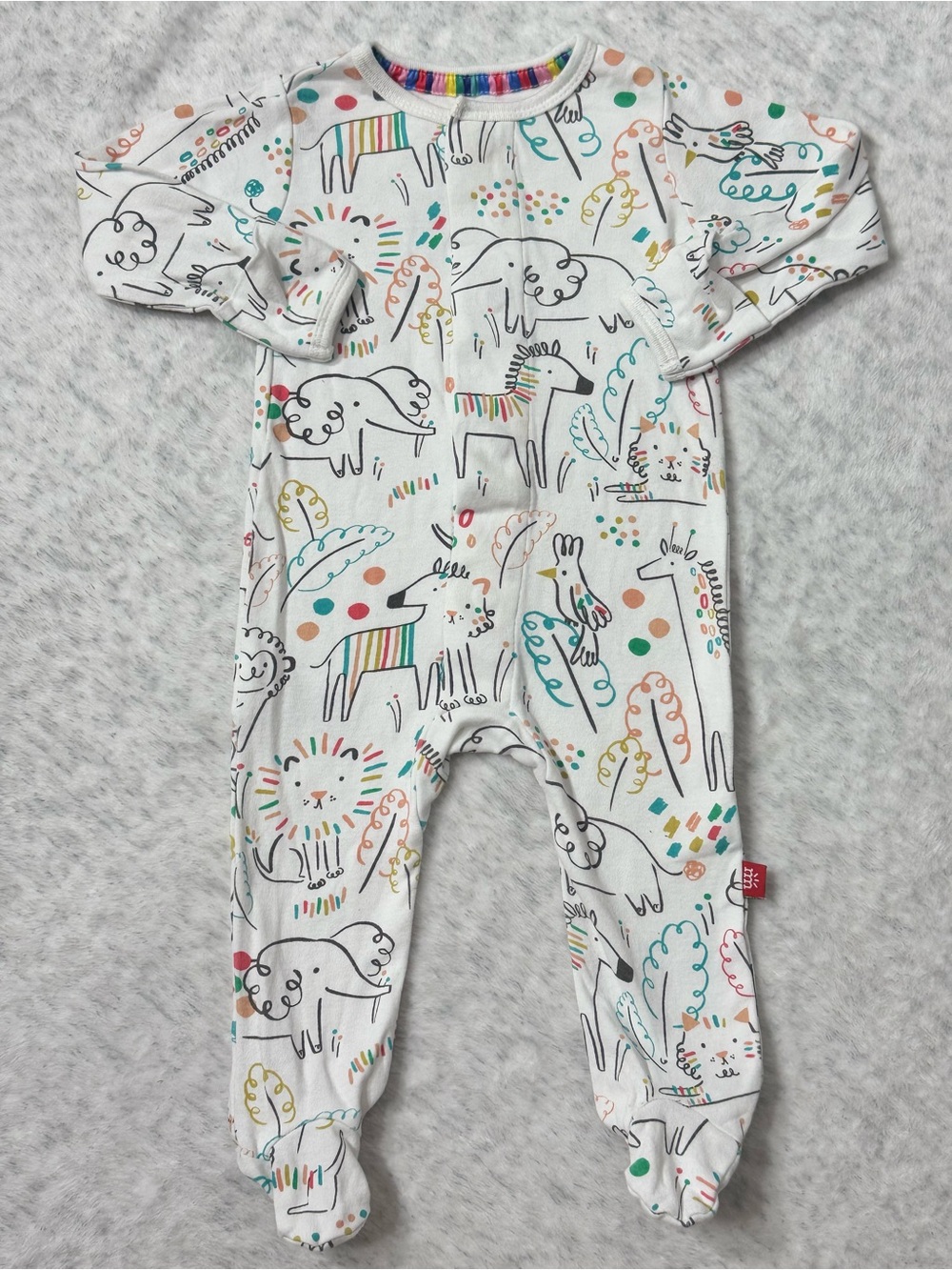 Magnetic Me Safari Animals Footie Sleeper 3-6M Baby Organic Cotton Neutral